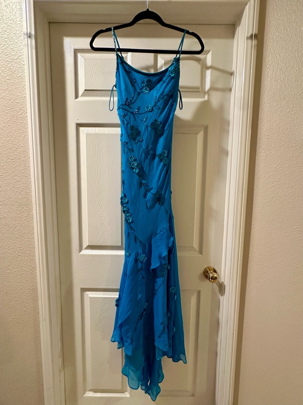 Vintage Silk Beaded Spaghetti-Strap Gown